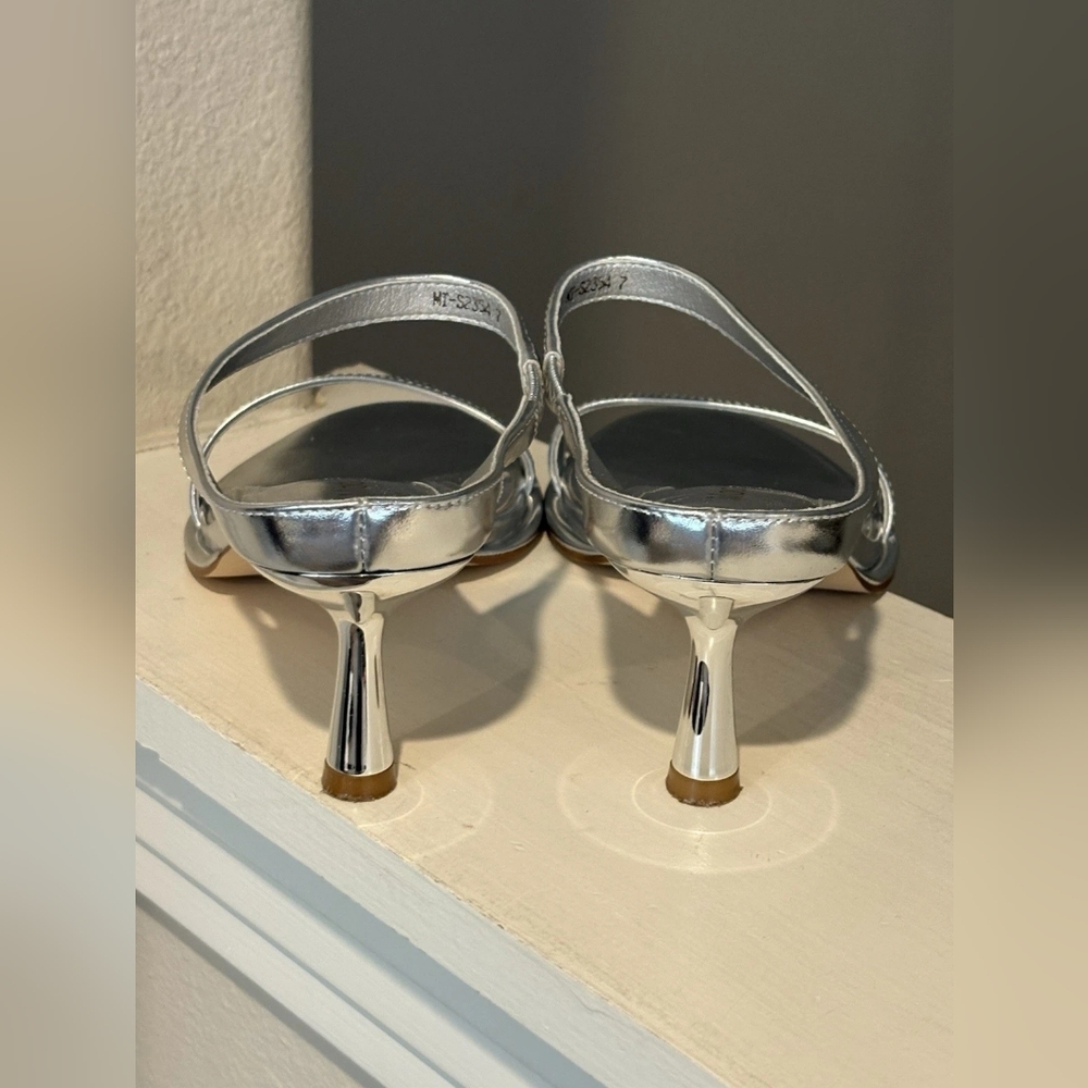 Silver Strappy Heeled Sandals - Picture 4 of 4
